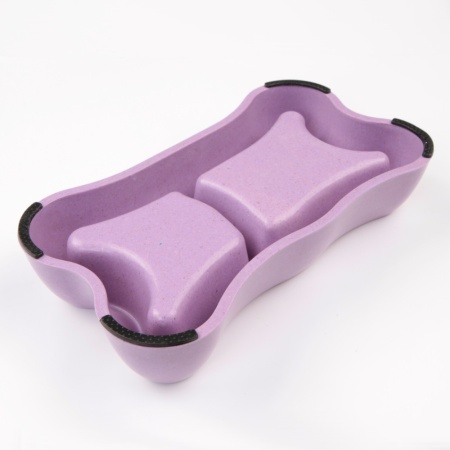 Миска двойная, 26.5x15x5 см, 300+250 мл, фиолетовый