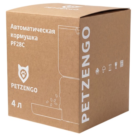 Автокормушка Petzengo PF28C Wi-Fi 4 л с камерой для сухого корма, стальная миска, белая