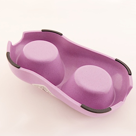 Миска двойная, 26.5x15.5x7 см, 200+200 мл, розовый