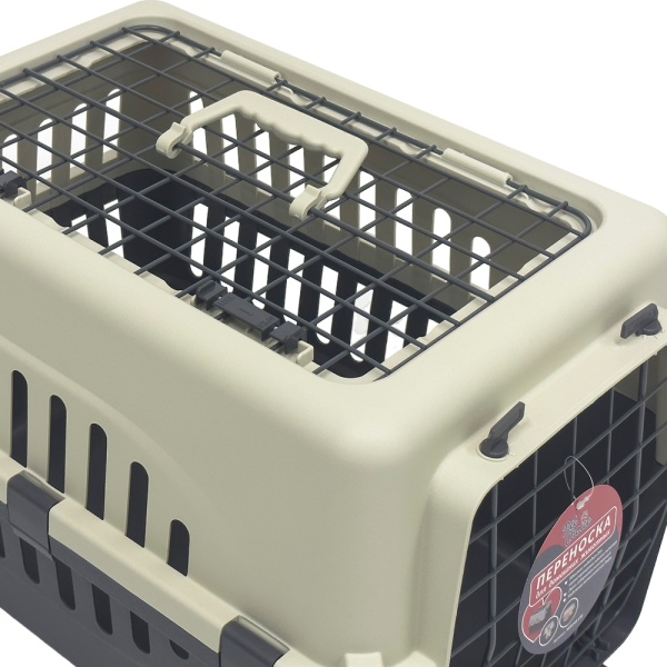 Переноска Safari Range 50х35х32 см для кошек и собак Pet Choice с металлической верхней решеткой, серый