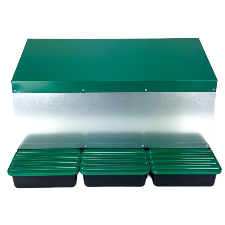 Гнездо для кур несушек HobbyFarm 3 секции наружное крепление с яйцесборником