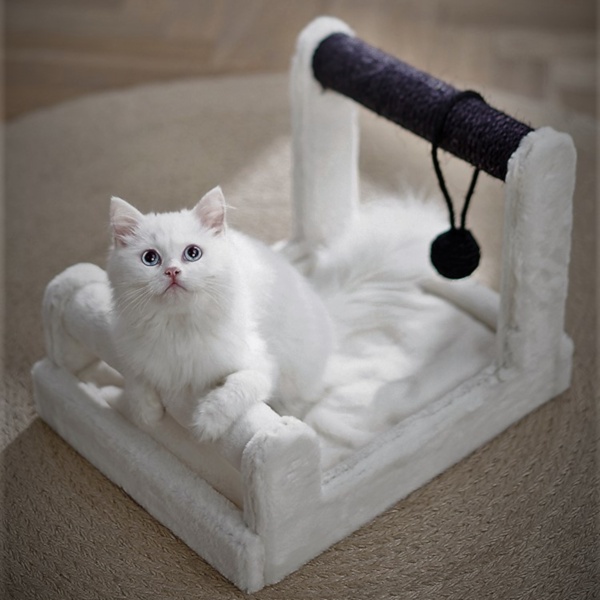 Когтеточка-лежак 40х30х30 см, кремовый