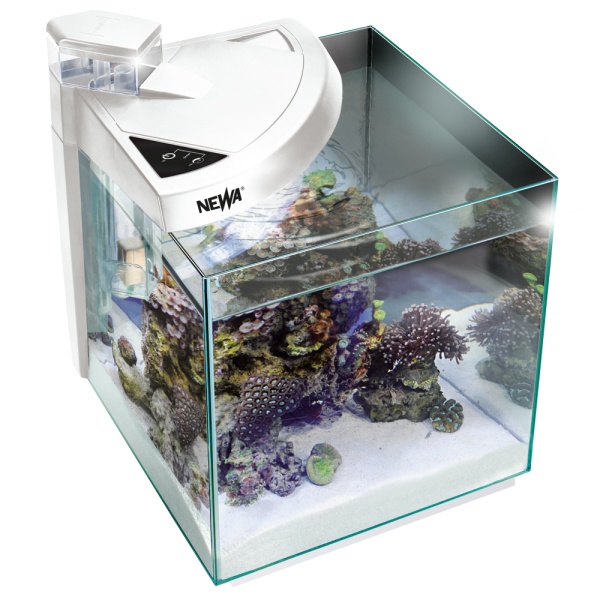 Аквариум с тумбой Newa More reef NMO 30RW Daylight LED, 28 л, с фильтром, скиммером, нагревателем и освещением рассвет-закат, белый NEW VERSION
