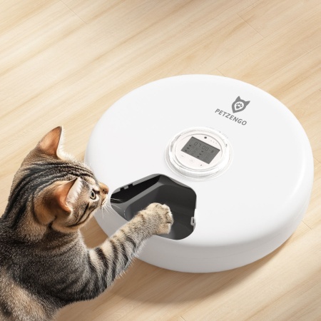 Автокормушка Petzengo PF19-L 6 секций, ж/к дисплей, с охлаждением, для сухого и влажного корма, белая