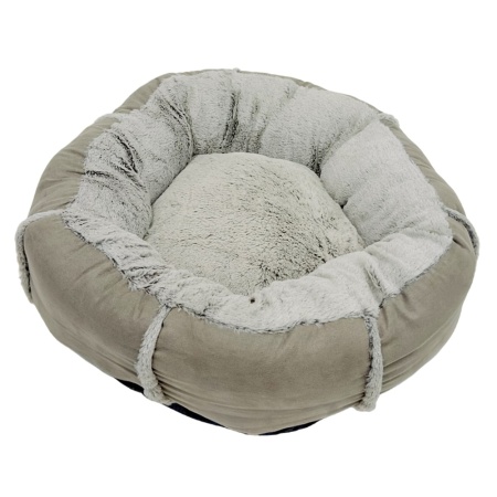Лежак подушка Pet Choice для собак и кошек, круглый 66х66х15 см, меховой, серый