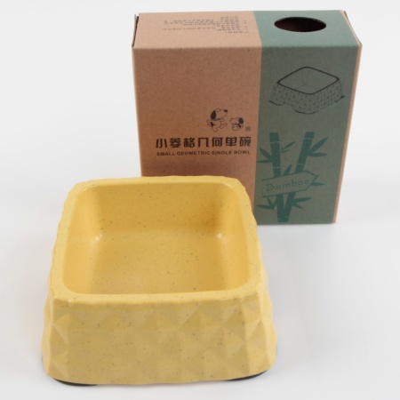Миска бамбуковая для кошек и собак, 15x15x5.5 см, 430 мл, желтый