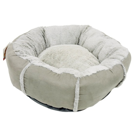 Лежак подушка Pet Choice для собак и кошек, круглый 66х66х15 см, меховой, серый
