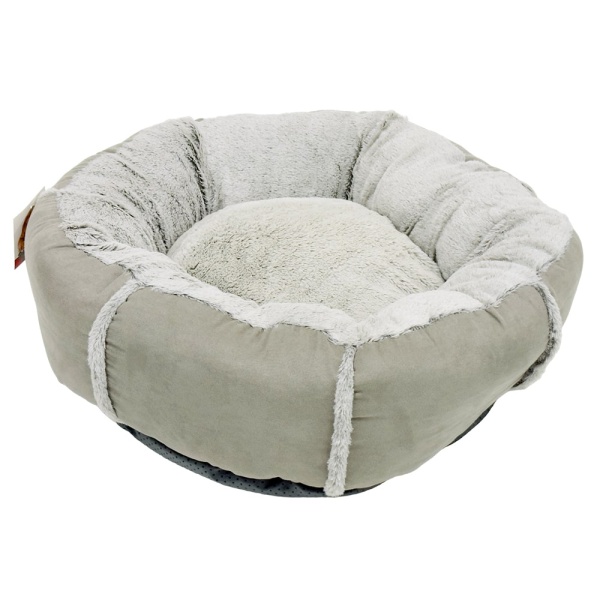 Лежак подушка Pet Choice для собак и кошек, круглый 56х56х15 см, меховой, серый