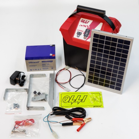 Электропастух OLLI 9.07S от сети и аккумулятора с солнечной панелью и аккумулятором