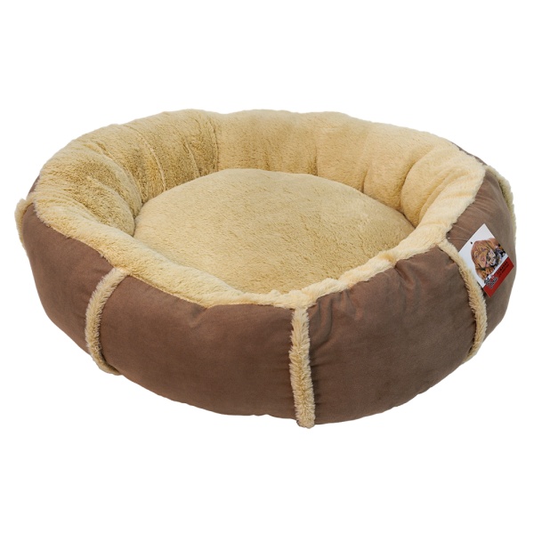 Лежак подушка Pet Choice для собак и кошек, круглый 66х66х15 см, меховой, бежевый