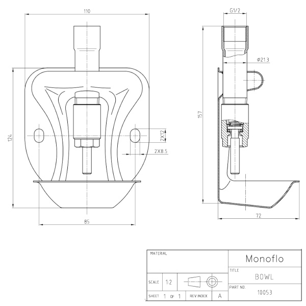 Поилка ниппельная с чашей для поросят до 15 кг 1/2" внутреннее верхнее подключение
