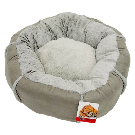 Лежак подушка Pet Choice для собак и кошек, круглый 66х66х15 см, меховой, серый