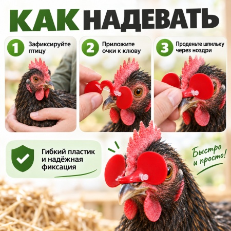 Очки от расклева для птиц, кур, петухов, фазанов со стрелой, 25 шт.