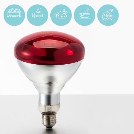 Лампа инфракрасная 150 Bт JK Lighting, E27 BR125, закаленное стекло, красная