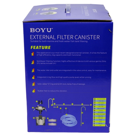 Фильтр внешний Boyu EFU-25 с УФ стерилизацией для аквариума 250-450 л канистровый 750 л/ч