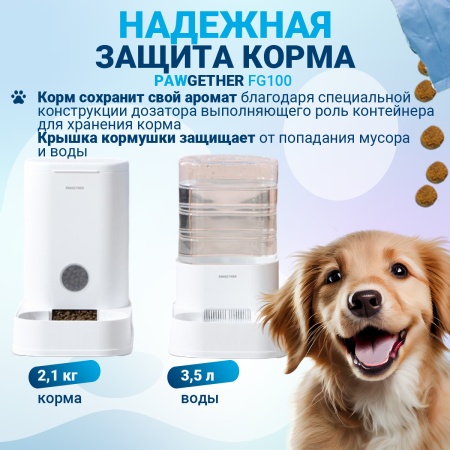 Набор автоматическая кормушка Pawgether FG100 и поилка FG200 объем 3,5 л