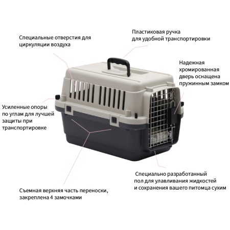 Переноска Departures Range 60х40х40 см, авиапереноска Pet Choice авиа стандарт для животных до 10 кг в самолете или в машине