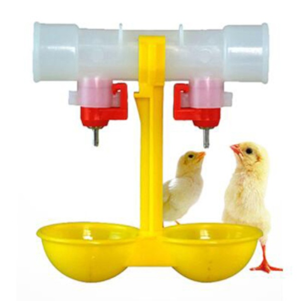 Поилка ниппельная для птиц двойная с каплеуловителем на трубу, 5 шт.