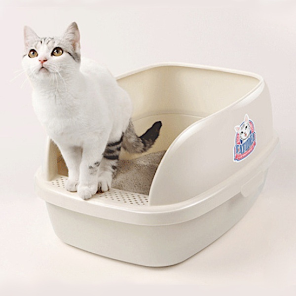 Лоток для кошек XL с совком Catidea 63х45х25 см, кремовый