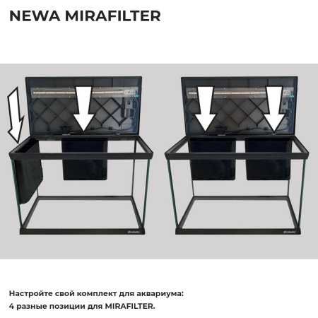 Аквариум Newa Mirabello MIR 70P Plants LEDS, 70 л, с фильтром, нагревателем и освещением рассвет-закат, серый NEW VERSION