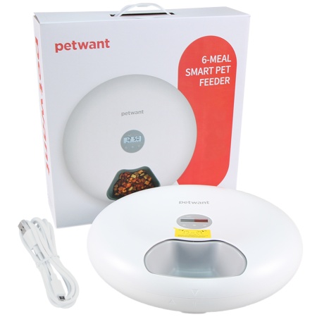 Автокормушка Petwant F6-LCD 6 секций, ж/к дисплей, белая