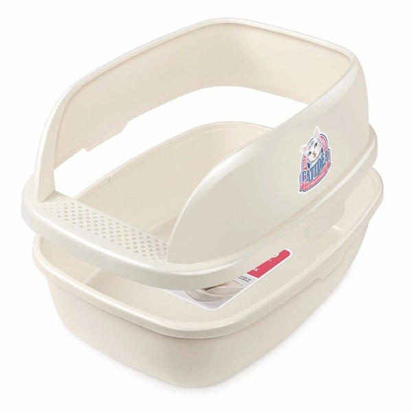 Лоток для кошек с высоким бортом и совком Catidea 51х38х25 см, кремовый