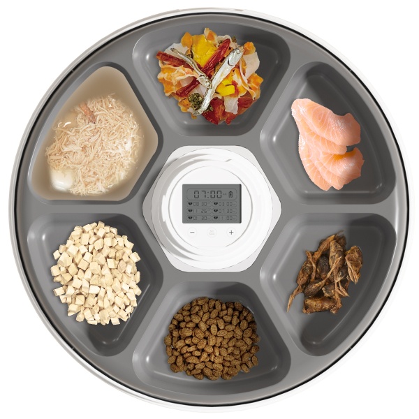 Автокормушка Petzengo PF19-L 6 секций, ж/к дисплей, с охлаждением, для сухого и влажного корма, белая