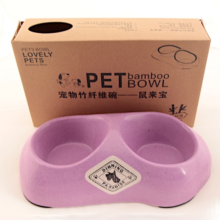 Миска двойная, 26.5x15.5x7 см, 200+200 мл, розовый