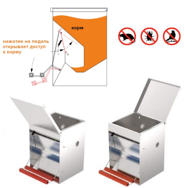 Кормушка педальная Safeed 40 кг для кур