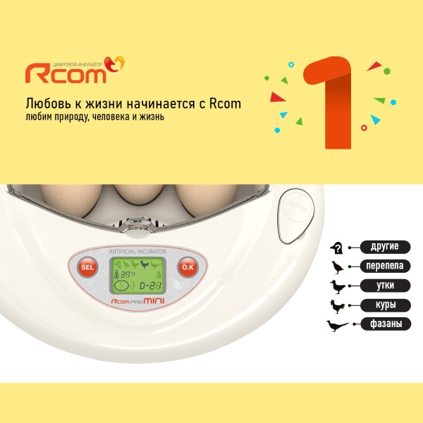 Инкубатор Rcom Mini PRO автоматический для яиц