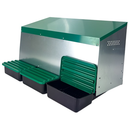 Гнездо для кур несушек HobbyFarm 3 секции наружное крепление с яйцесборником