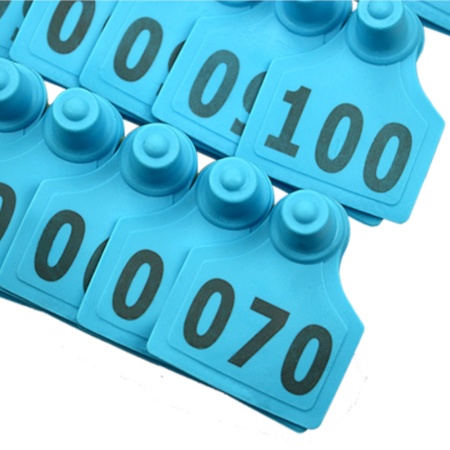 Бирка двойная 40х50 мм с номером, голубая, 100 шт. для КРС, верблюдов, оленей