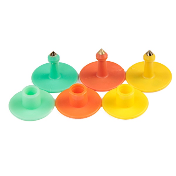 Бирка двойная 30 мм с номером, жёлтая, круглая, 100 шт. для свиней, коз, овец, собак и других животных