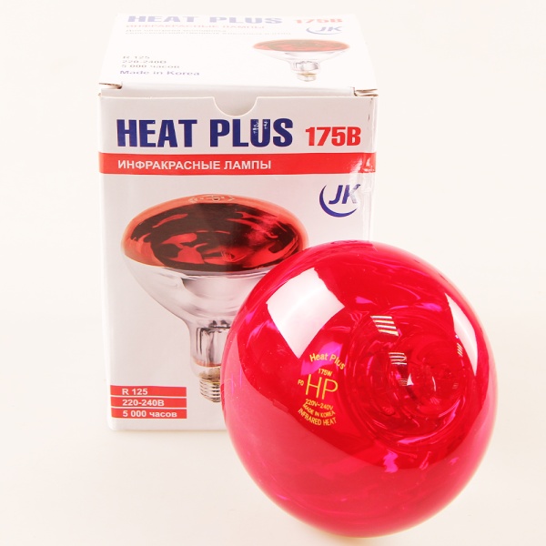 Лампа инфракрасная 175 Bт JK Lighting, E27 BR125, закаленное стекло, красная