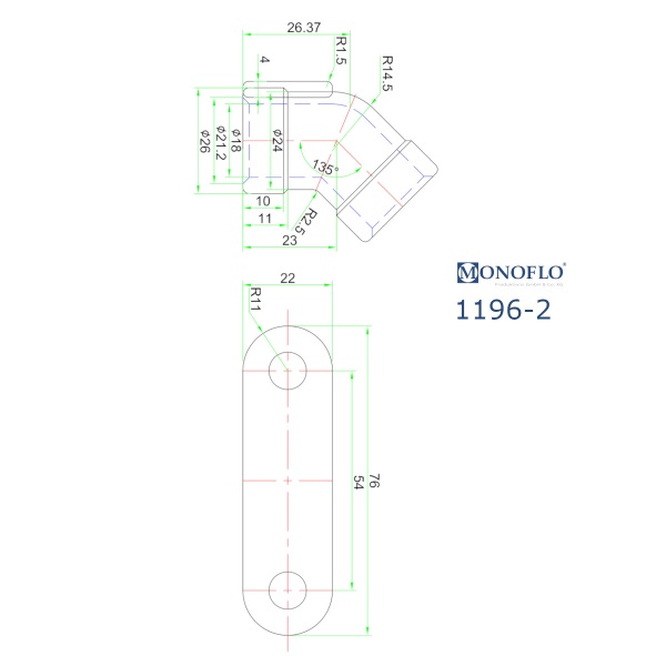 Крепление для ниппельной поилки 45°, нерж. 1/2 - 1/2", 3 шт.
