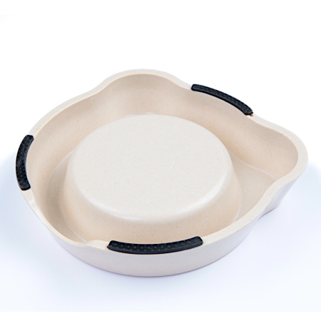 Миска для собак и кошек бамбуковая, 14.5x14.5x3.5 см, 260 мл, серый