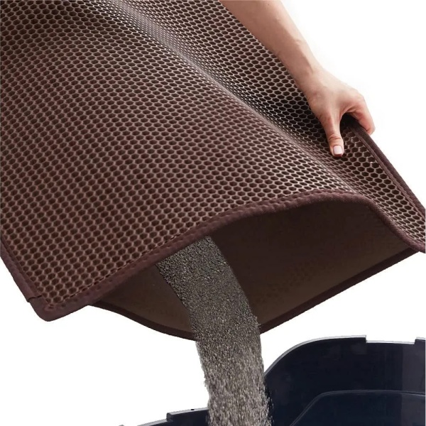 Двухслойный коврик под лоток 55х75 см для кошачьего туалета, коричневый  