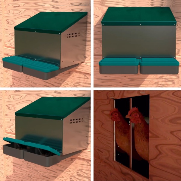 Гнездо для кур несушек HobbyFarm 2 секции наружное крепление с яйцесборником