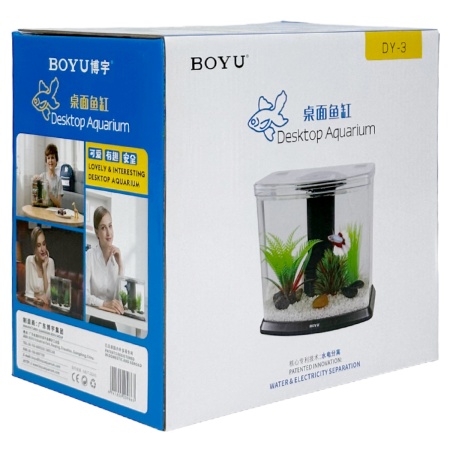 Аквариум Boyu DY-3 Desktop панорамный 3,6 л, настольный с фильтром и светильником