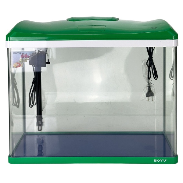 Аквариум Boyu EC-600 панорамный, 66 л, с фильтром и LED-лампой, зеленый