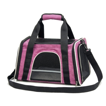 Сумка переноска складная для собак и кошек 45х30х30 см, розовая