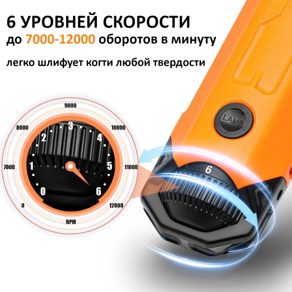 Гриндер для кошек и собак Petwant N60 USB, подсветка, LED индикатор, 6 скоростей, оранжевый