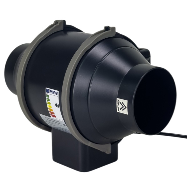 Вентилятор для гроубокса HobbyFarm канальный встроенный с регулятором, бесшумный, 4", пластик