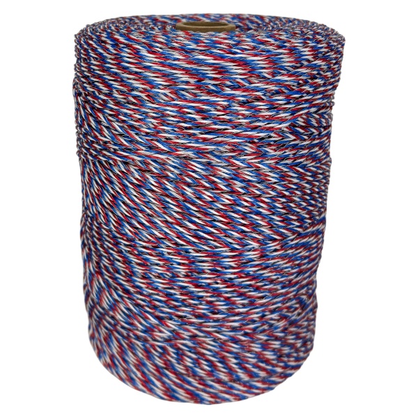 Провод для электропастуха FarmGuard белый с красным и синим 2,5 мм / 1000 м / 3x0,3 мм