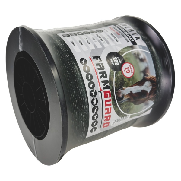 Лента для электропастуха FarmGuard зеленая 20 мм / 200 м