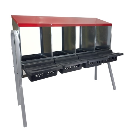 Гнездо для кур несушек 4 секции, на ножках, с яйцесборником