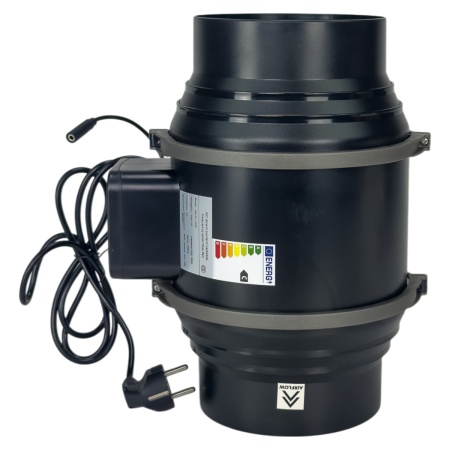 Вентилятор для гроубокса HobbyFarm канальный встроенный с регулятором, бесшумный, 6", пластик