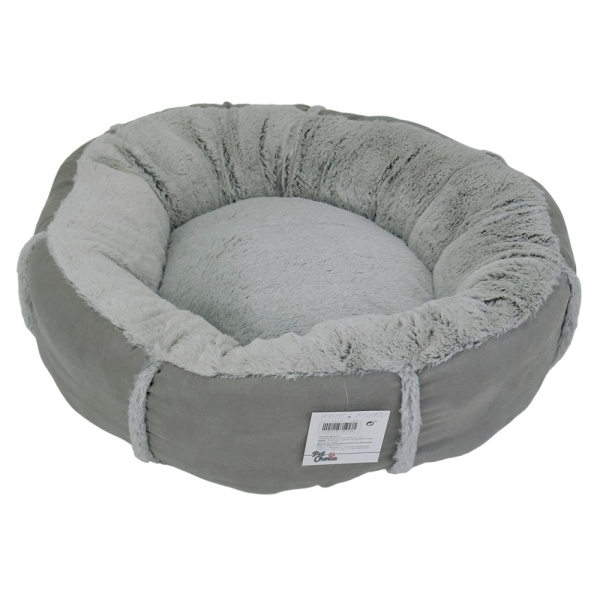 Лежак подушка Pet Choice для собак и кошек, круглый 56х56х15 см, меховой, серый