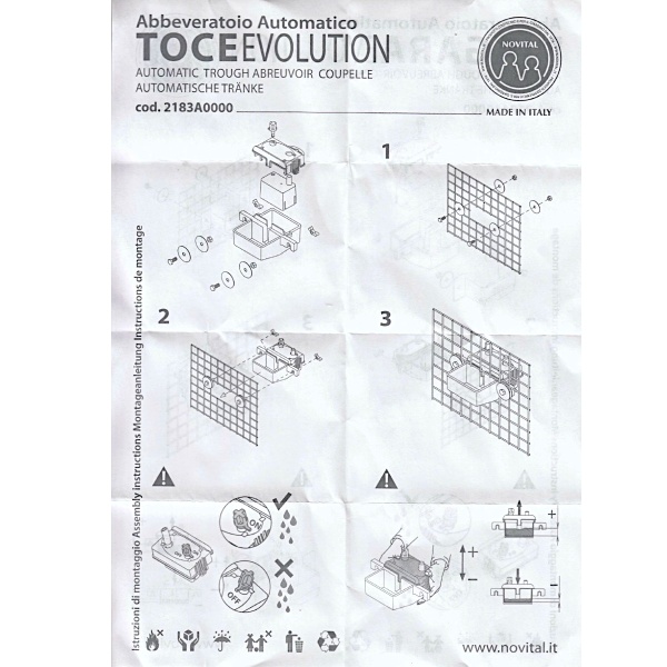 Поилка чашечная автоматическая для птиц Toce Evolution 