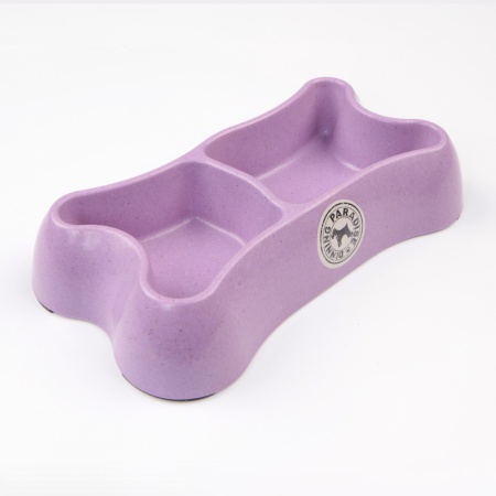 Миска двойная, 26.5x15x5 см, 300+250 мл, фиолетовый